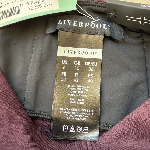 Liverpool Clara Ponte Pencil Skirt Size 6 / Small Dark Purple Stretch Pull On - Picture 3 of 8